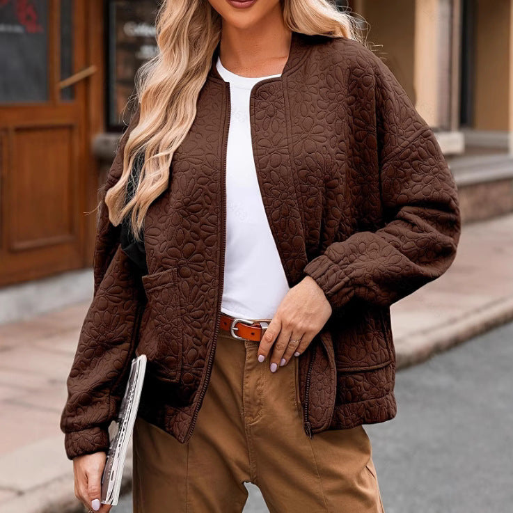 Poppy Robinson | Quilted Textured Zip Jacket