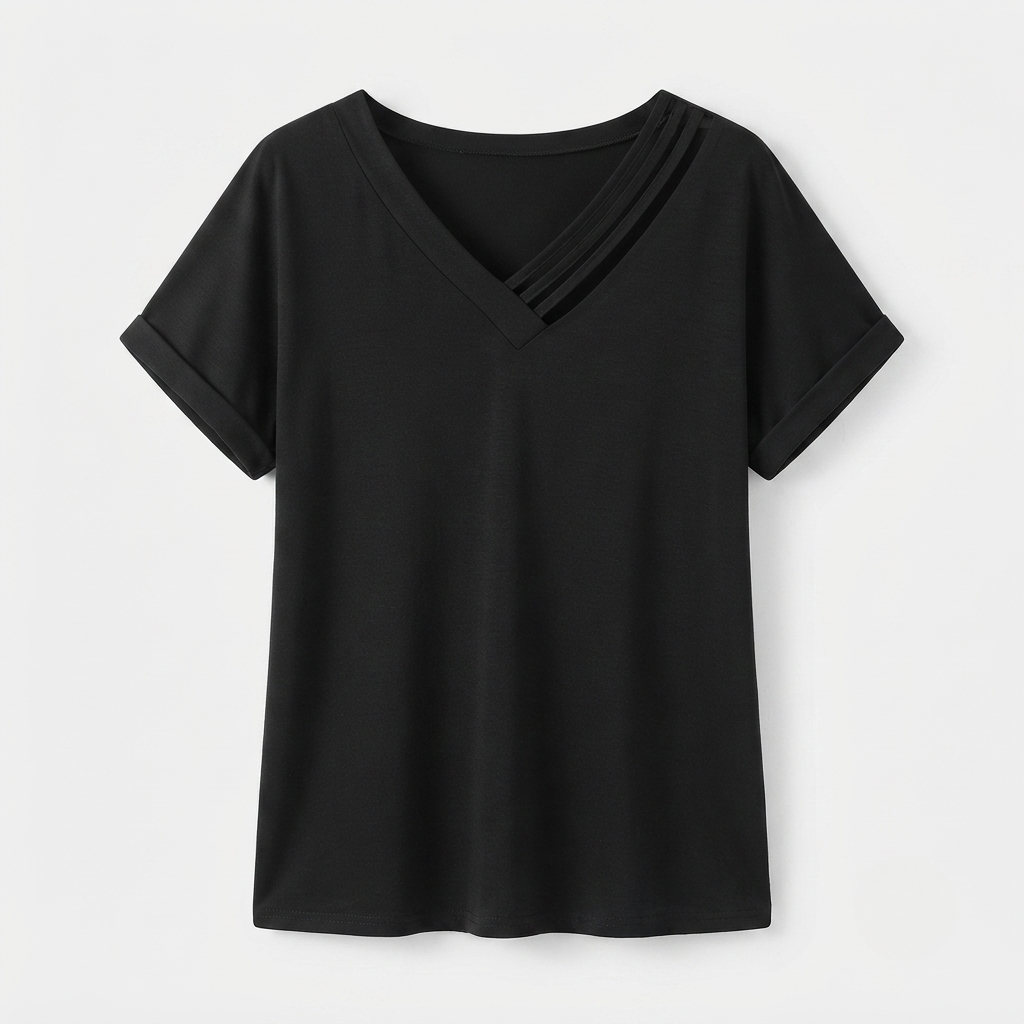 Felicity Morgan | V-Neck Cut-Out Stripe Detail Blouse