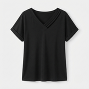Felicity Morgan | V-Neck Cut-Out Stripe Detail Blouse