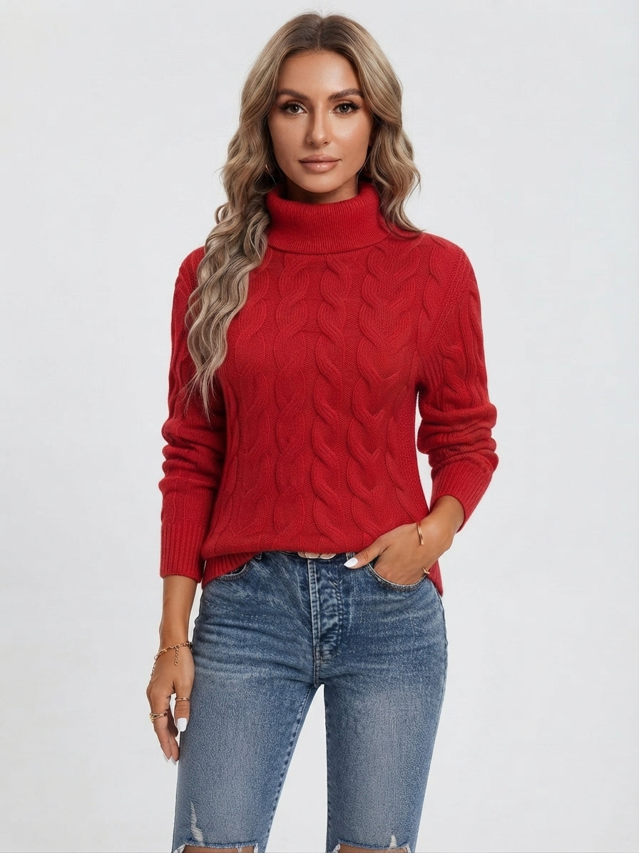 Fenella Sutherland | Cozy Cable-Knit Turtleneck Sweater