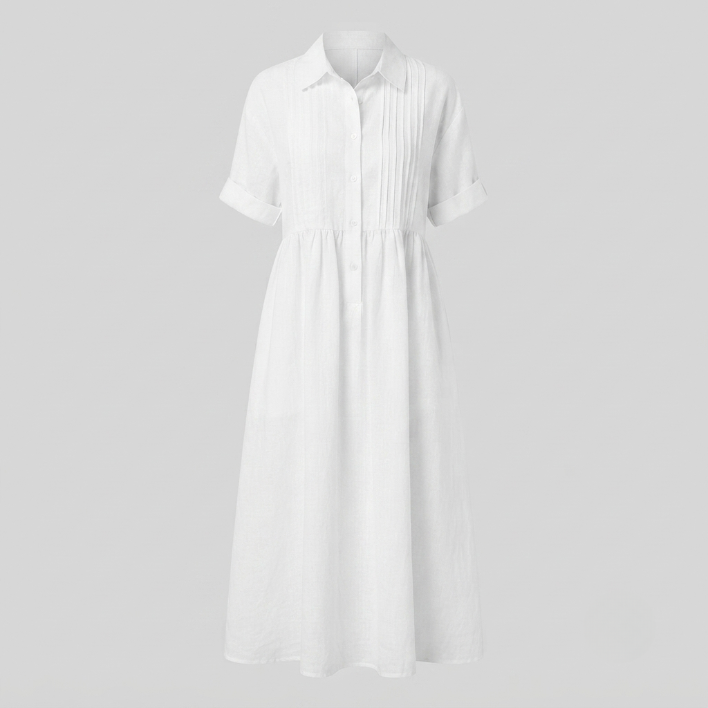 Florence Baker | Elegant Collared Linen Shirt Dress