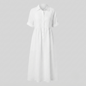 Florence Baker | Elegant Collared Linen Shirt Dress