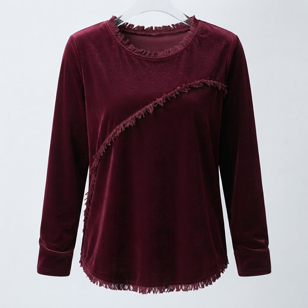 Freya Hughes | Tassel Trim Velvet Top