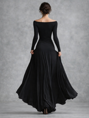 Beatrice Harlow | Draped Long Sleeve Maxi Dress in Black