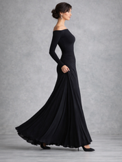 Beatrice Harlow | Draped Long Sleeve Maxi Dress in Black
