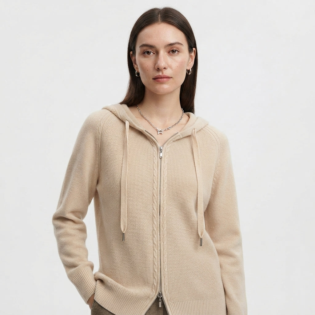 Georgina Wright | Zip-Up Knit Hoodie Cardigan