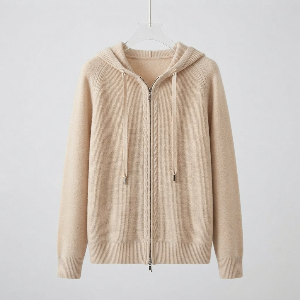 Georgina Wright | Zip-Up Knit Hoodie Cardigan