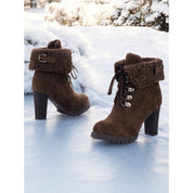 Tabitha Evans | Fur-Trimmed Lace-Up Winter Boots
