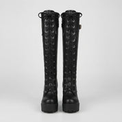 Grace Blanc | Bottes montantes de combat à lacets