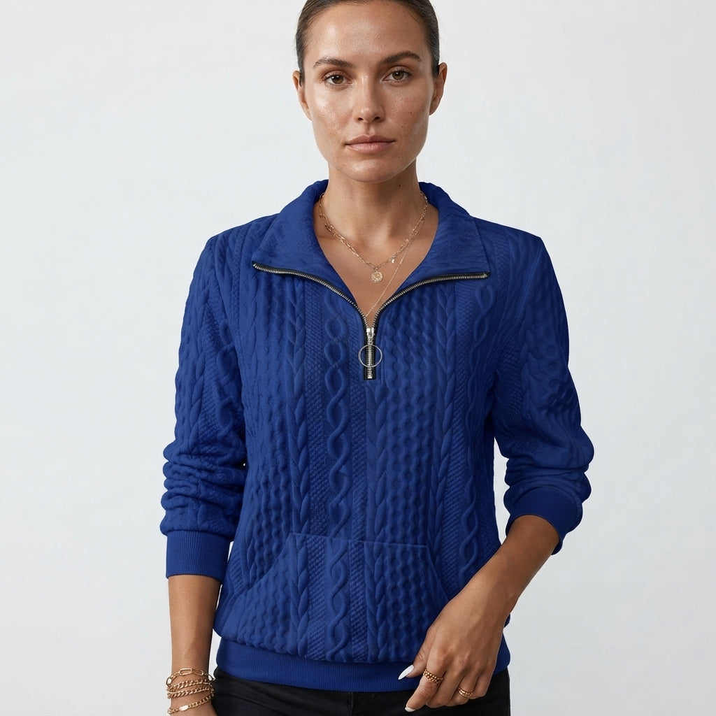 Harriet Baker | Sweat-shirt en maille torsadée à demi-zip
