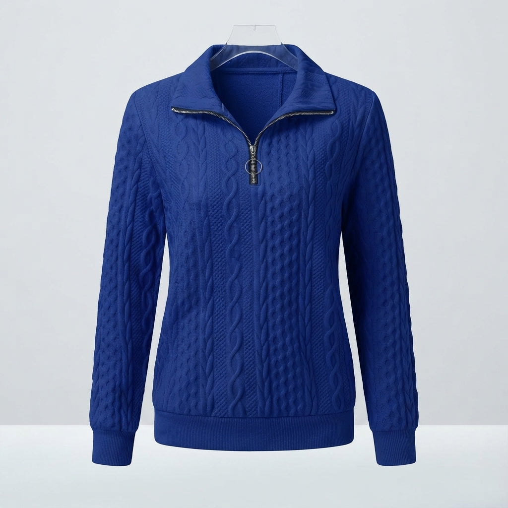 Harriet Baker | Sweat-shirt en maille torsadée à demi-zip