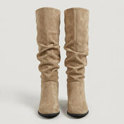 Harriet Wood | Bottes cuissardes plates en daim
