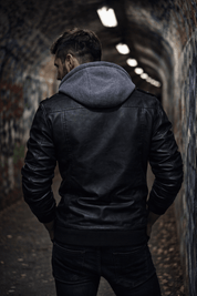 Tobias Grant | Veste en similicuir Anarchy à capuche amovible