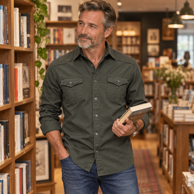 Graham Walker | Cotton Utility Shirt With Chest Pockets For Men