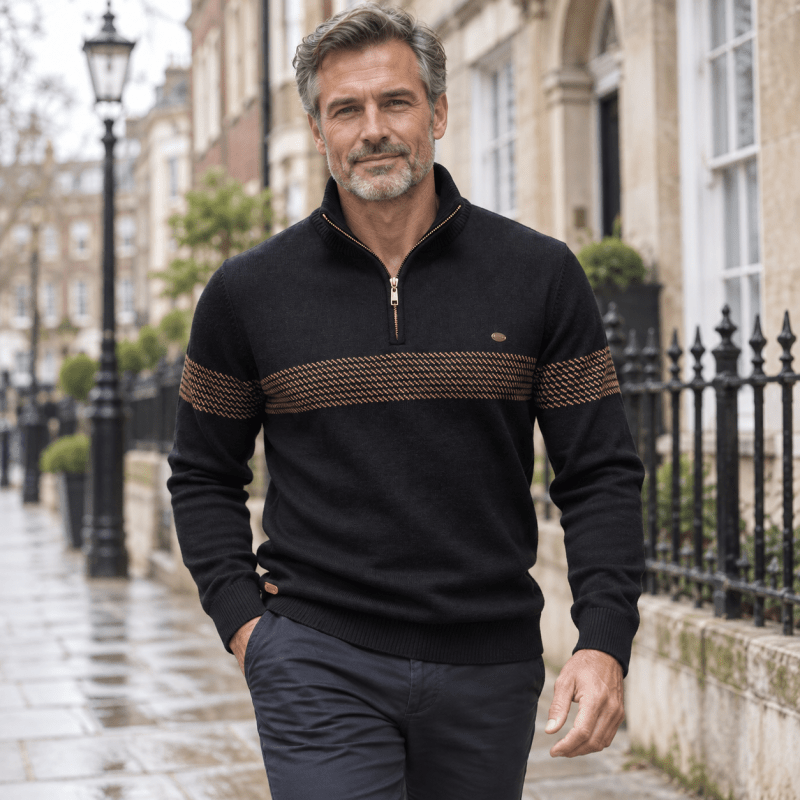 Malcolm Ferris | Quarter-Zip Cotton Sweater For Men