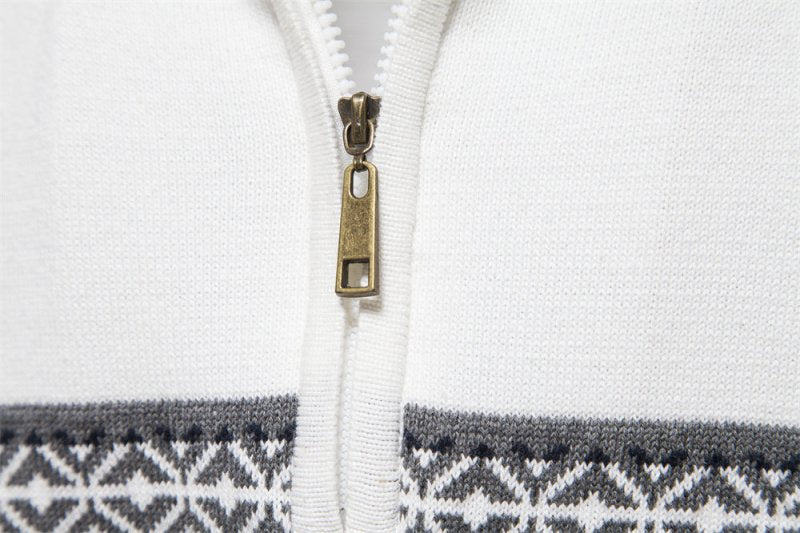 Birch Frost | Navy Fair Isle Half-Zip Christmas Jumper For Men
