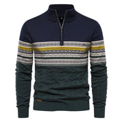 Birch Frost | Navy Fair Isle Half-Zip Christmas Jumper For Men