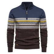 Birch Frost | Navy Fair Isle Half-Zip Christmas Jumper For Men