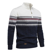 Birch Frost | Navy Fair Isle Half-Zip Christmas Jumper For Men