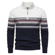 Birch Frost | Navy Fair Isle Half-Zip Christmas Jumper For Men