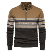 Birch Frost | Navy Fair Isle Half-Zip Christmas Jumper For Men