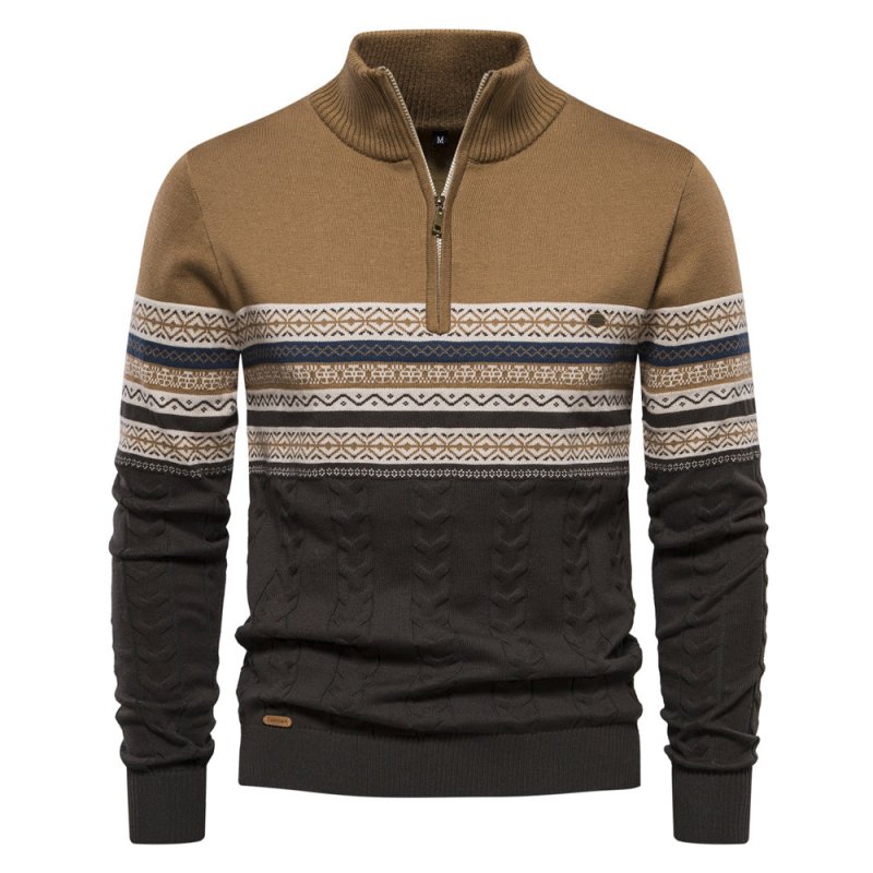 Birch Frost | Navy Fair Isle Half-Zip Christmas Jumper For Men