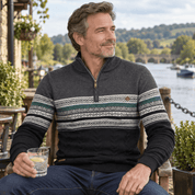 Birch Frost | Navy Fair Isle Half-Zip Christmas Jumper For Men