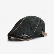 Reginald Shaw | Capri Knit Flat Cap with Leather Trim