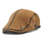 Reginald Shaw | Capri Knit Flat Cap with Leather Trim