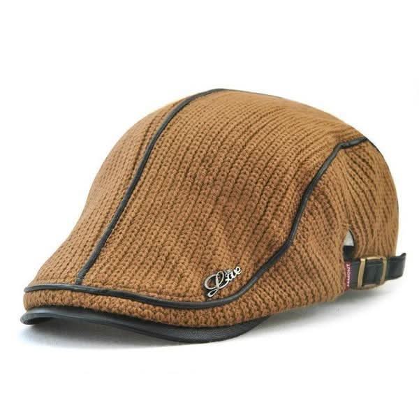 Reginald Shaw | Capri Knit Flat Cap with Leather Trim