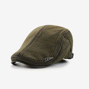 Reginald Shaw | Capri Knit Flat Cap with Leather Trim