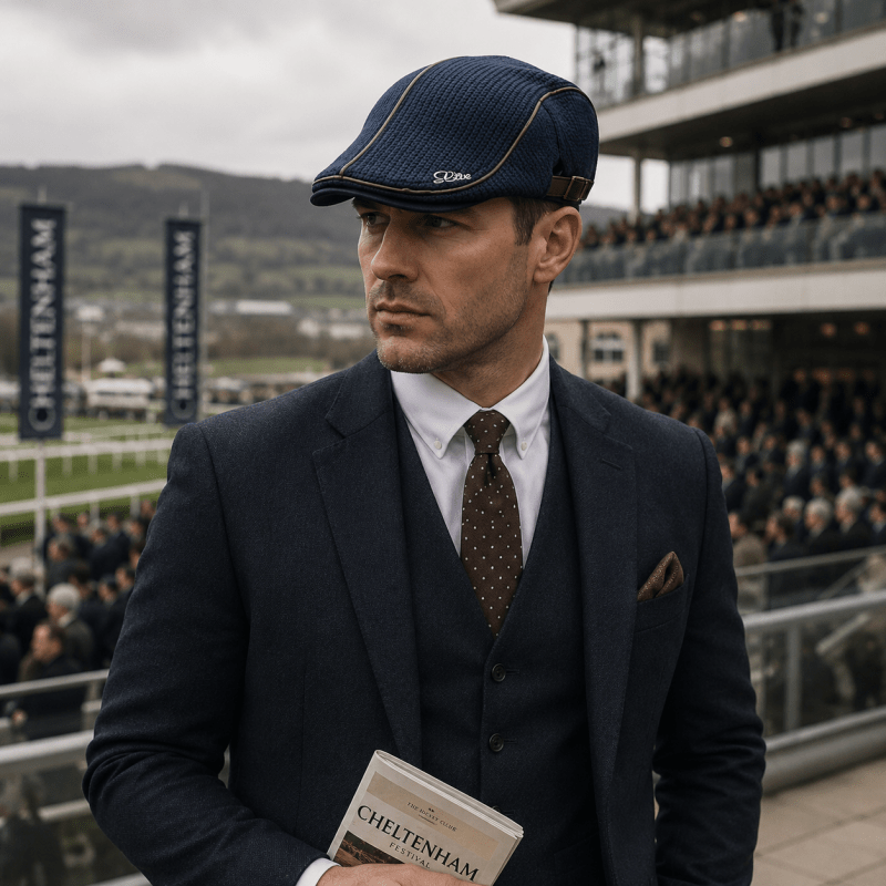 Reginald Shaw | Capri Knit Flat Cap with Leather Trim