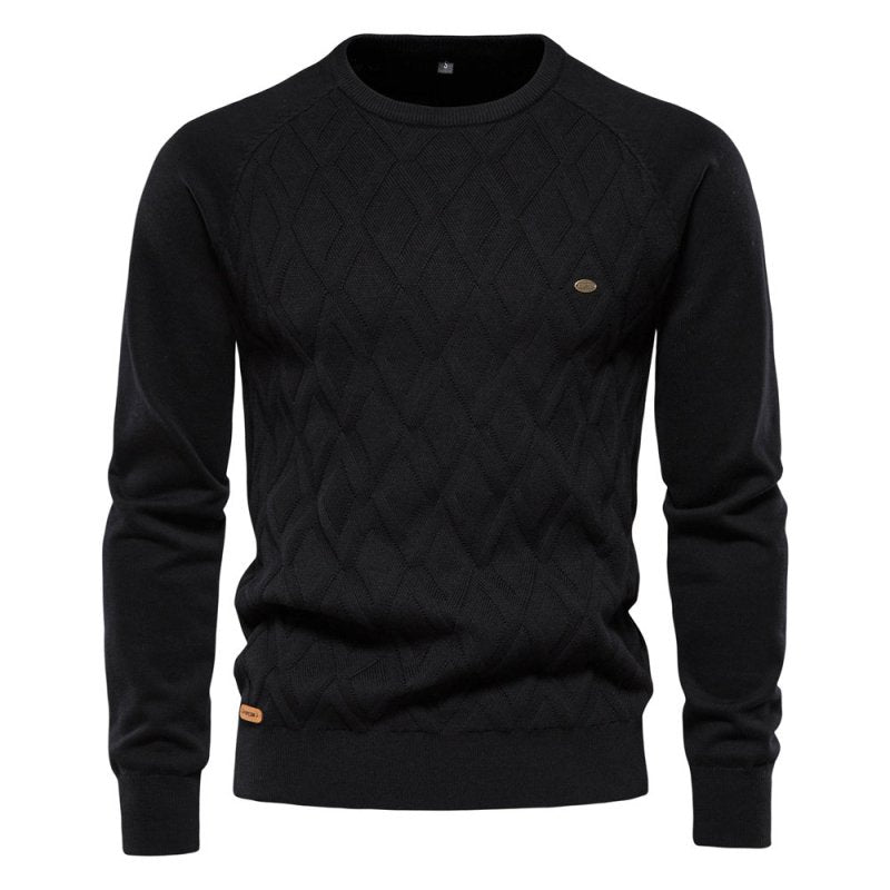 Malcolm Ashby | Diamond-Knit Sweater With Ribbed Trim