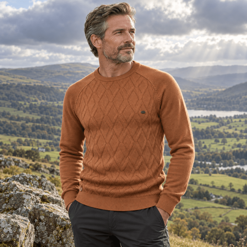 Malcolm Ashby | Diamond-Knit Sweater With Ribbed Trim