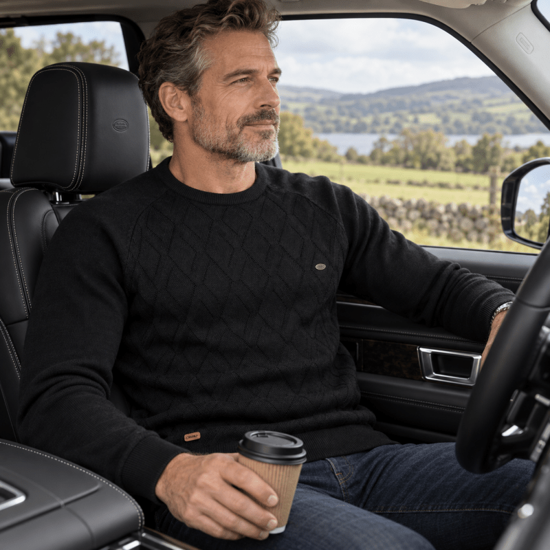 Malcolm Ashby | Diamond-Knit Sweater With Ribbed Trim