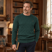 Malcolm Ashby | Diamond-Knit Sweater With Ribbed Trim