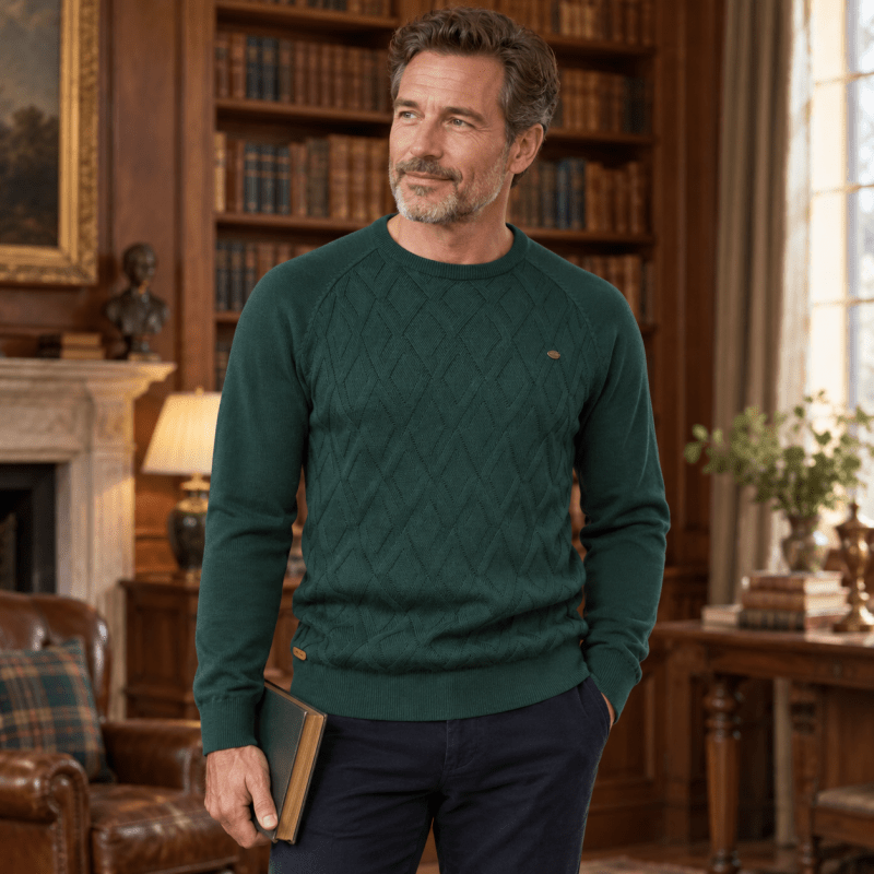 Malcolm Ashby | Diamond-Knit Sweater With Ribbed Trim