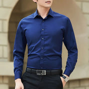 Malcolm Hastings | Navy Long Sleeve Shirt With Turn-Down Collar