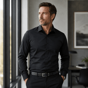 Malcolm Hastings | Navy Long Sleeve Shirt With Turn-Down Collar