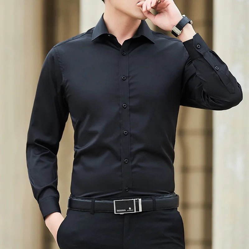 Malcolm Hastings | Navy Long Sleeve Shirt With Turn-Down Collar