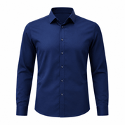 Malcolm Hastings | Navy Long Sleeve Shirt With Turn-Down Collar