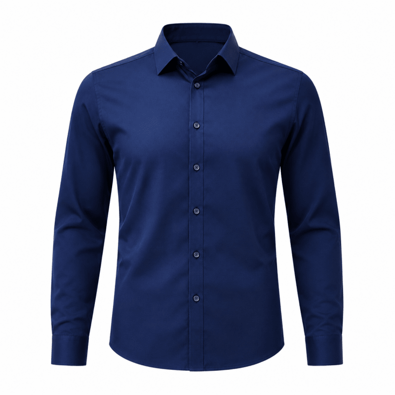 Malcolm Hastings | Navy Long Sleeve Shirt With Turn-Down Collar