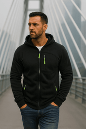 James Thornfield | Sweat à capuche polaire zippé Drax bleu marine