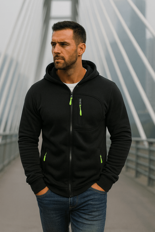 James Thornfield | Sweat à capuche polaire zippé Drax bleu marine