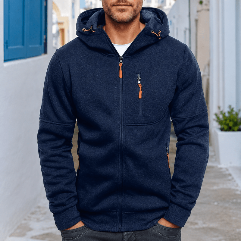 James Thornfield | Sweat à capuche polaire zippé Drax bleu marine