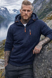 James Thornfield | Sweat à capuche polaire zippé Drax bleu marine