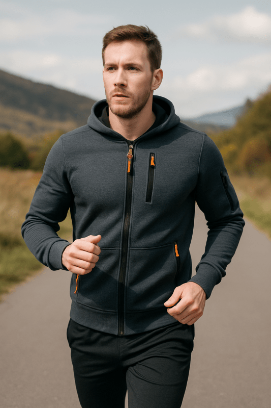 James Thornfield | Sweat à capuche polaire zippé Drax bleu marine