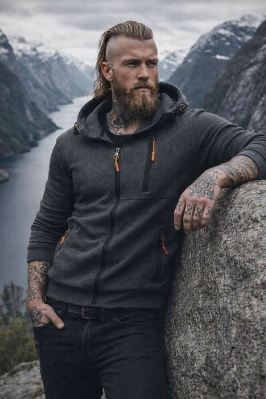 James Thornfield | Sweat à capuche polaire zippé Drax bleu marine