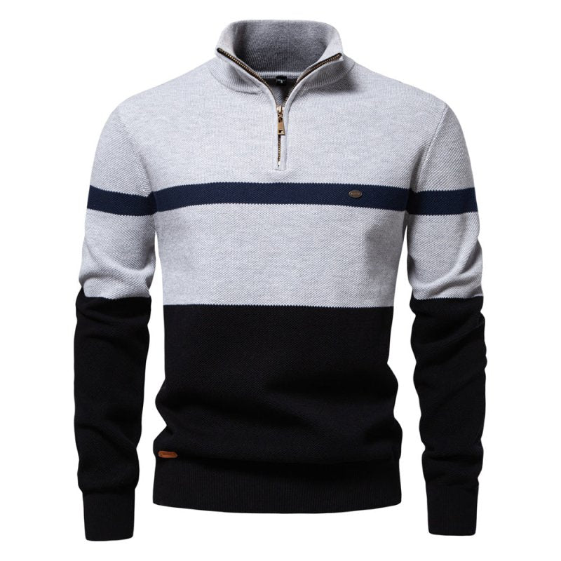 Miles Kendall | Quarter-Zip Colour Block Sweater For Men