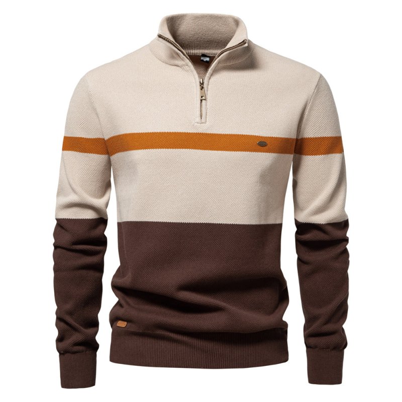 Miles Kendall | Quarter-Zip Colour Block Sweater For Men